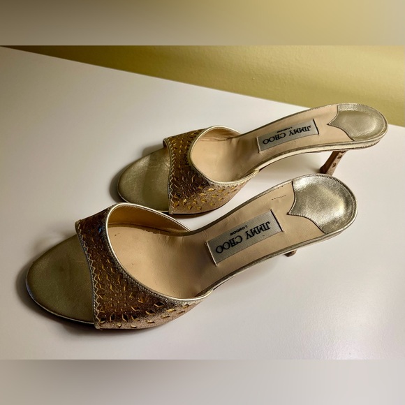 Jimmy Choo Size 39 Gold Kitten Heel Sandals - Picture 5 of 7